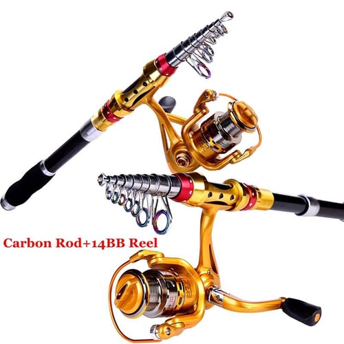 Rod Combos 1.8m-3.6m Carbon Telescopic Fishing Rod with 14BB
