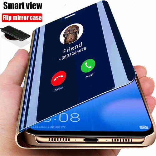 For SAMSUNG GALAXY S7 EDGE CLEAR VIEW FLIP CASE SMART BOOK MIRROR LUXURY  COVER