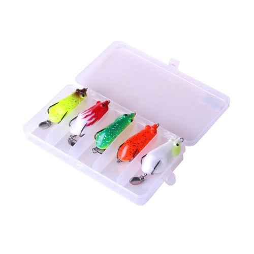 Topwater Frog Lures Sequins, Bass Fishing Lures Soft Swimbait Baits with  Tackle Box for Bass Trout
