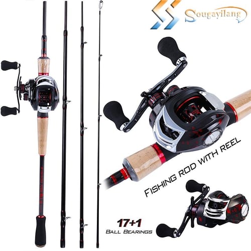 Cheap Casting Rod with 17+1BB Baitcasting Reel 7.2:1 High Speed Fishing Reel  4 Sections Fishing Rod Combos
