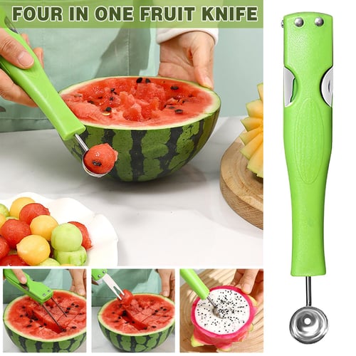 Melon Baller Scoop Set, 3 In 1 Stainless Steel Watermelon Cutter Fruit  Carving Tools Set,Fruit Scooper Seed Remover Watermelon Knife for Dig Pulp  Separator Fruit Slicer 