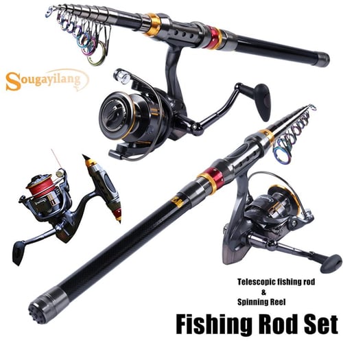 Sougayilang Fishing Rod and Reel Combos Set 1.8-3.3m Carbon Fiber  Telescopic Fishing Rod with Spinning Reel Sea Saltwater Freshwater Kits for  Boating Sea Fishing