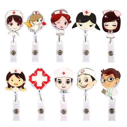 Cartoon Nurse Doctor Retractable Reel ID Badge Label Name Card Tag Clip  Holder - buy Cartoon Nurse Doctor Retractable Reel ID Badge Label Name Card