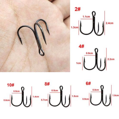 Treble Hook Strong Treble Fishing Hooks High Carbon Steel Fishing Hooks  Tackles Box for Lures Baits Treble Fishing Hooks Size 8/0 10/0 (5pcs 10/0)  