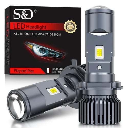 2Pcs Mini Lens H4 Bi-LED Headlight Bulbs for Car/Motorcycle