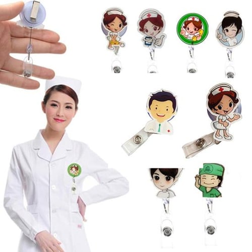 Cute Retractable Badge Reel Nurse Doctor Key ID Name Card Holder