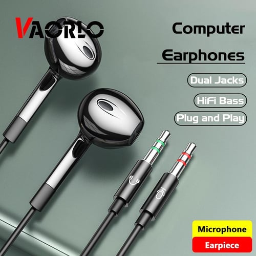 Double jack headphones with mic hot sale