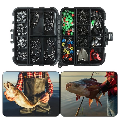 157PCS Fishing Tackle Box With Lures Kit Hooks Bait Fish Case Accessories  Tool