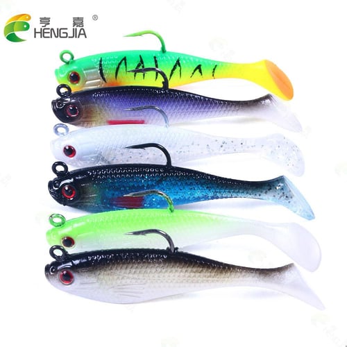 HENGJIA 5pcs Soft Lures Silicone Bait 8cm 14g Goods For Fishing