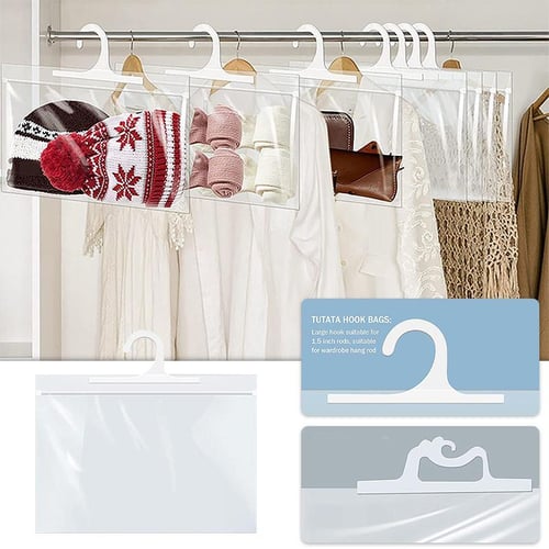 6 Pocket Hanging Handbag Organizer for Wardrobe Closet Transparent Storage  Bag Door Wall Clear Sundry Shoe Bag with Hanger Pouch