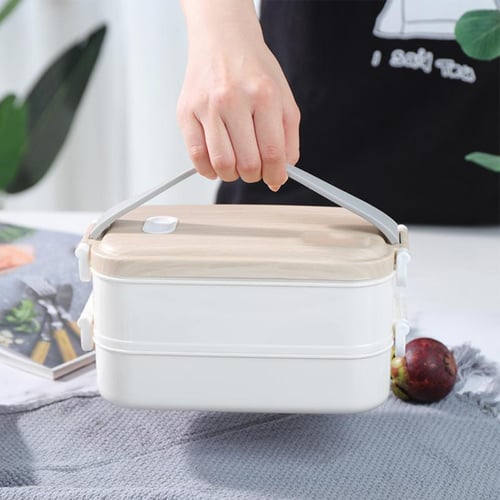 Portable 2 Layer Bento Lunch Box 1000ml Capacity For Work, School