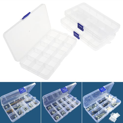 Plastic Grid Storage Box 15 Grids Clear Storage Transparent