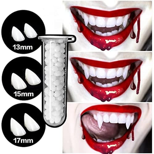 1 Pair Vampire Teeth Fangs Dentures Props Halloween Costume Props False  Teeth Solid Glue Denture Adhesive Halloween Party Decor