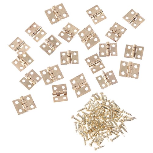 BUTT HINGES 25mm brass plated steel 1 inch dolls house / small