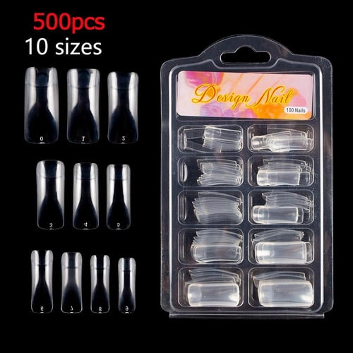 100pcs/box Clear Transparent Seamless Fake Nails Full Coverage