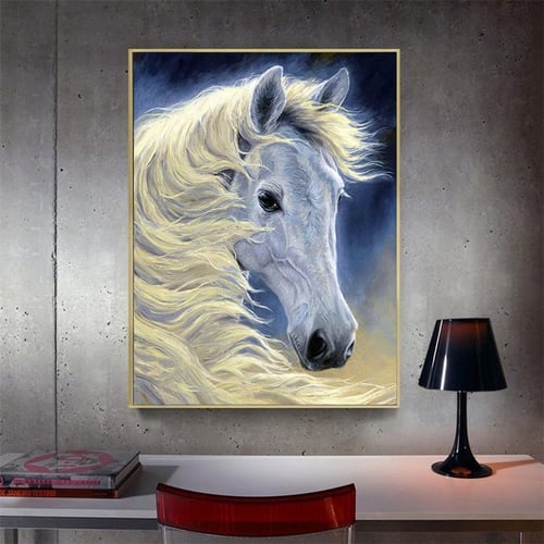 5D DIY Diamond Painting Kits Full Square Drill white horse Wall