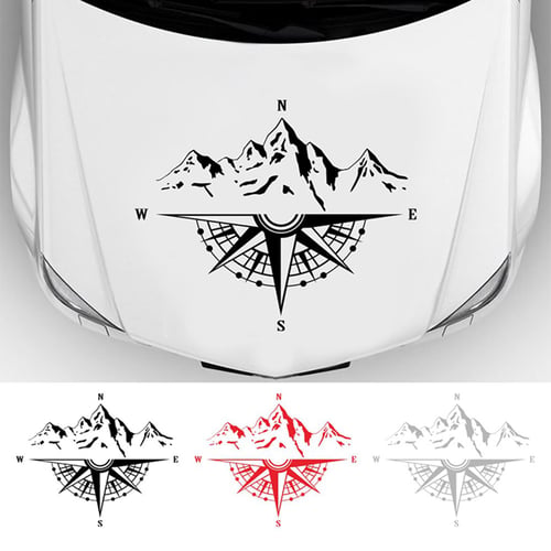 2pcs Vinyl Car Stickers and Decals Mountains Compass Navigation Graphic  Sticker Vehicle hood Car Body Sticker