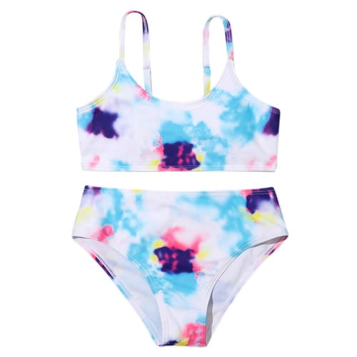 Kids Girls Tie-dyed Swimsuits Two-Pieces Teens Bathing Suits