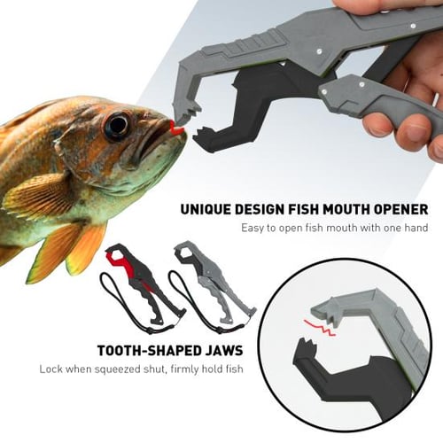 The Fish Grip RED Fish Lip Gripper Handheld Fishing Tackle Box Gear - FLOATS