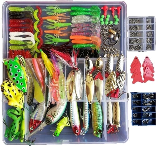 275pcs Fishing Lure Set Including Frog Lures Soft Fishing Lure Hard Metal  Lure VIB Rattle Crank Popper Minnow Pencil Metal Jig Hook with Tackle Box 