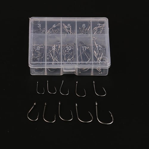 100pcs Fishing Hooks No. 3-12 High Carbon Steel Fishing Tackle