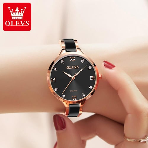 OLEVS Ladies Watches Rose Gold Japanese Quartz Female Watches for Women  Waterproof Stainless Steel Casual Dress Lady Wrist Watches