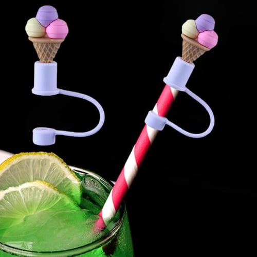 1set/4pcs Cartoon Silicone Straw Cap Set, Cute Animal Shaped Straw Cover,  Dust Cover, Party Straw Decor, Reusable Drinking Straw