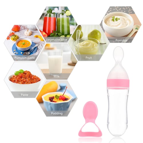 Silicone Baby Food Feeder Set Newborn Nibbler Pacifier Feeding Bottle  Squeeze Feeder for Infant Food Dispensing