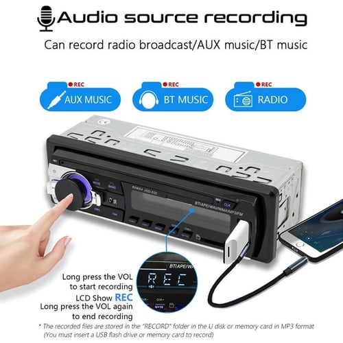 Car Stereo, Single DIN In-Dash Car MP3 Radios Player Bluetooth Autoradio  Cassette Recorder EQ Sound FM Steering Wheel Remote