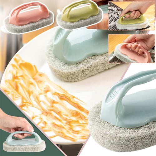 2pcs Emery Sponge Kitchen Pot Brush with Handle, Rust Cleaning Tool Sink  Pot Dish Scrubber Bathroom Decontamination Cleaning Brush (A)