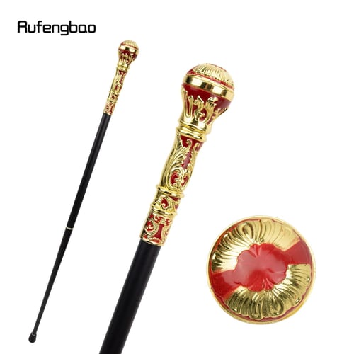 Silver Yellow Luxury Round Handle Fashion Walking Stick for Party  Decorative Cane Elegant Crosier Knob Walking Stick 93cm