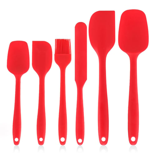 Kitchen Silicone Head Plastic Handle Nonstick Spatula Scraper Red 2pcs - White,Red