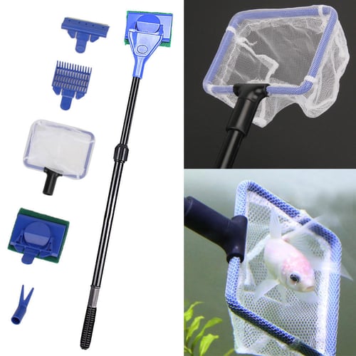 5 in 1 Glass Fish Tank Aquarium Glass Brush Cleaning Tool Fishnet