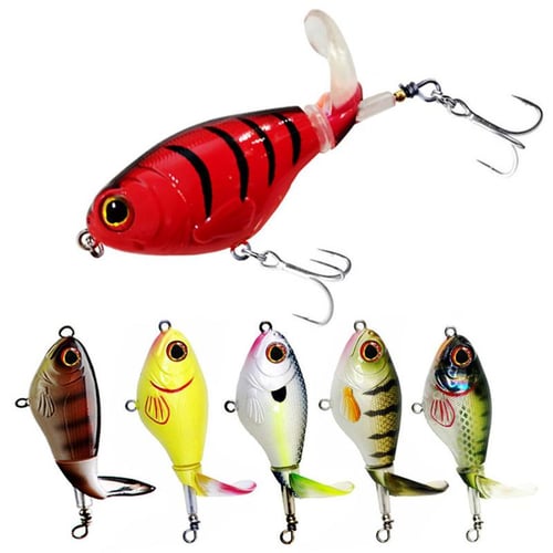 Whopper Plopper 3pcs Bass Topwater Lures With Rotating Tail