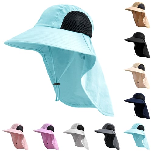 Sun Hat Men's Solid Color Sunblock Hat Shawl Neck Guard Breathable