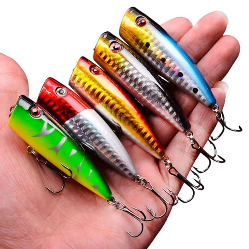 5pcs Popper Fishing Lures With Treble Hooks Topwater Artificial Fishing  Baits Swimbait Crankbait For - buy 5pcs Popper Fishing Lures With Treble  Hooks Topwater Artificial Fishing Baits Swimbait Crankbait For: prices,  reviews
