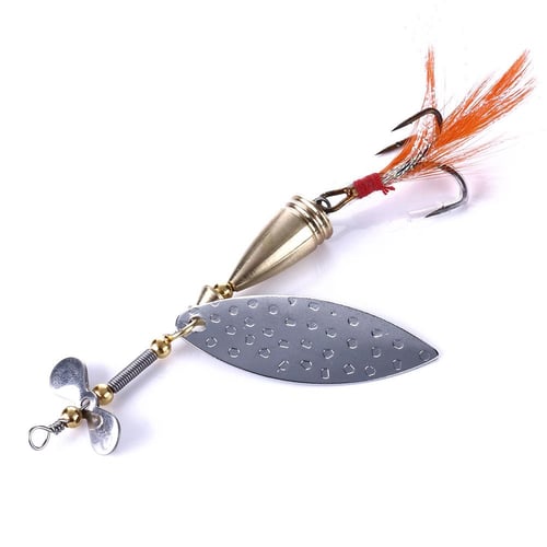 Gold Silver Trout Pike Metal Spinner Spoon Treble Hook Bass Tackle