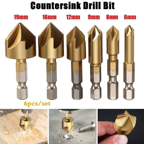 6pcs set Flute Countersink Drill 90 Degree Counter 6 19mm Sink