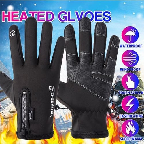 Winter Full Finger Winter Zipper Cycling Gloves Waterproof Touch