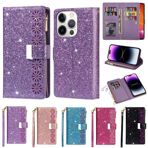 Bling Glitter Case for iPhone 14 13 12 11 X 8 7 Card Slots