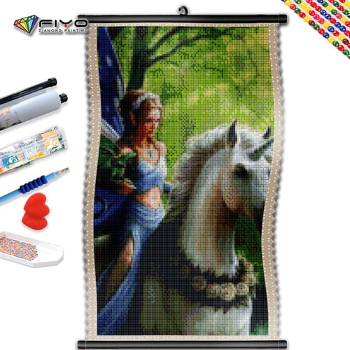 5D DIY Diamond Painting Kits Full Square Drill white horse Wall