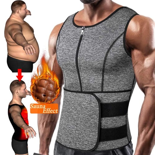 Cheap Men Neoprene Sauna Suit Sweat Vest Waist Trainer Slimming Body Shaper  Compression Shirts Thermal Undershirt Workout Tank Tops Shapewear Underwear