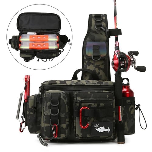 Outdoor Camouflage Fishing Tackle Bag Lightweight Large Capacity