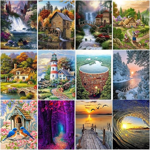 Full Diamond Painting Scenery Tree Mosaic Art Embroidery Stitch