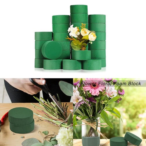 WCIC 5/10/15PCS Floral Foam Round Dry Floral Foam Blocks Flower Mud Green Styrofoam Blocks for