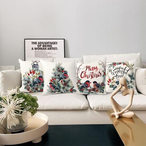 Throw Pillow Cover Soft Dust-proof Reusable Christmas Throw Pillow
