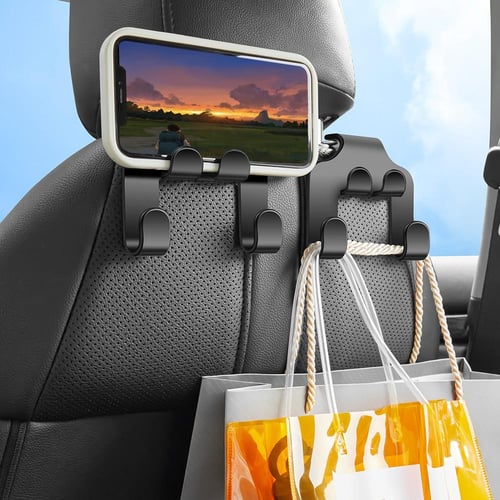 Car Seat Headrest Hooks Phone Holder Auto Backseat Organizer