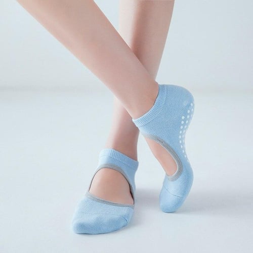 1pair Women Anti-Slip Socks Breathable Backless Silicone Dots