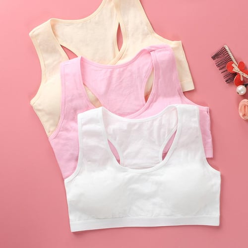3 pcs Teenage Underwear Suit For Girl Children Girls Cutton Lace Wireless  Young Training Bra For Kids And Teens Puberty Clothing Girl's underwear