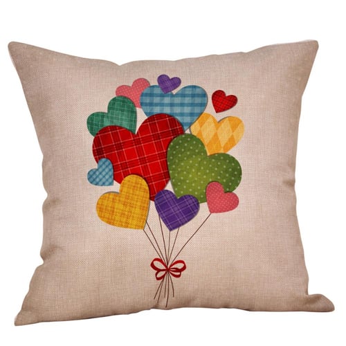 Cushion Couch Covers Valentine's Day Flax Throw Pillow Covers With